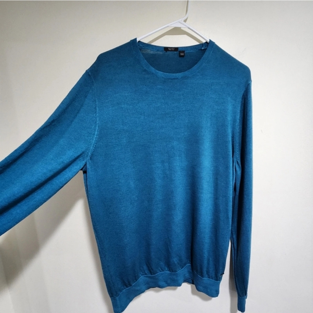 Boss Hugo Boss Teal Wool Silk Lightweight Knit Pullover Sweater Size XL
